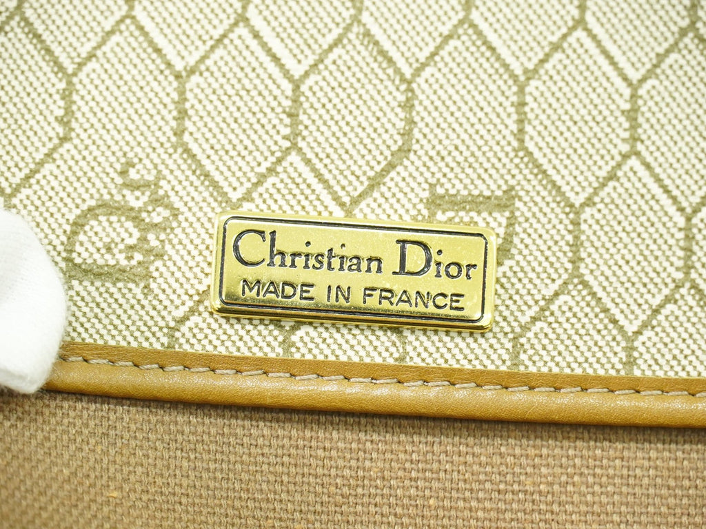Christian Dior Vintage Honeycomb Shoulder Bag Canvas Beige Canvas Shoulder Bag Bag (Pre-Owned)