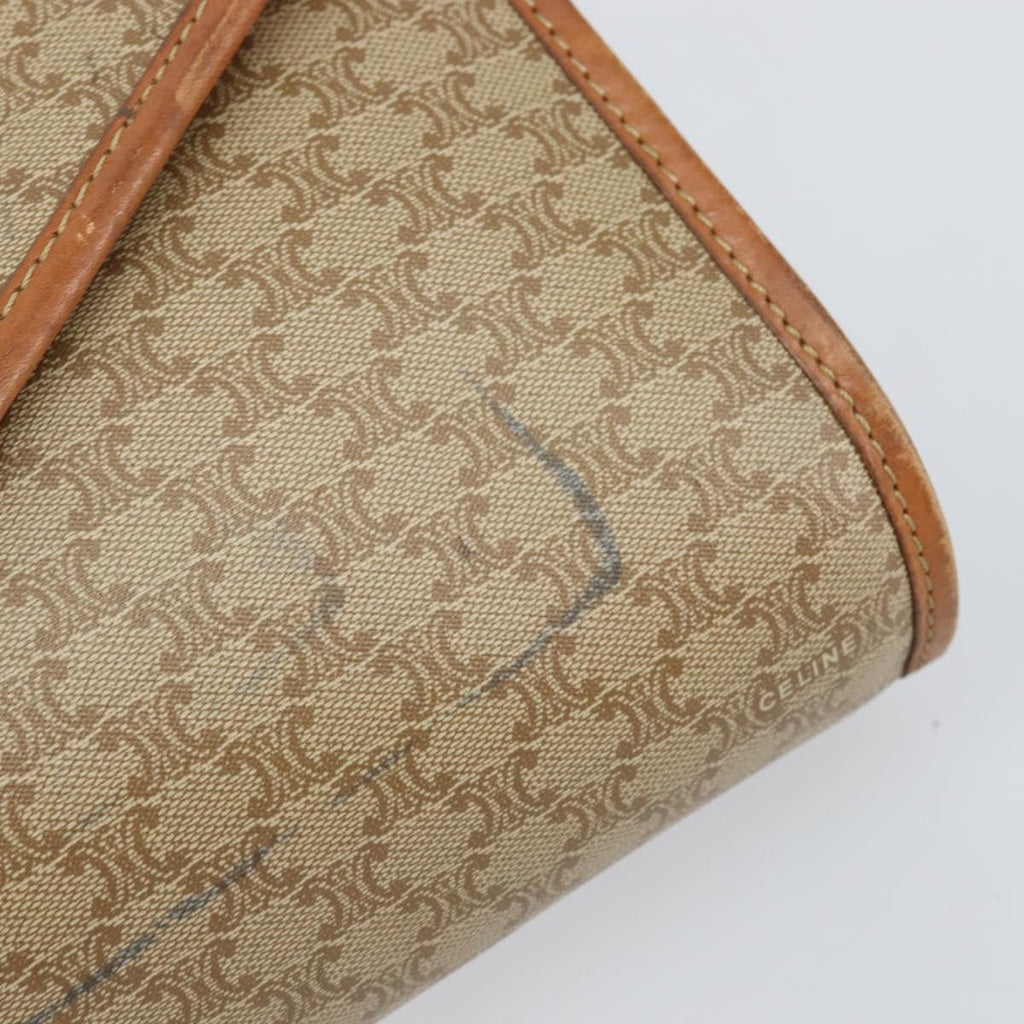 Celine Vintage Macadam Shoulder Bag Canvas And Leather Beige Canvas Shoulder Bag Bag