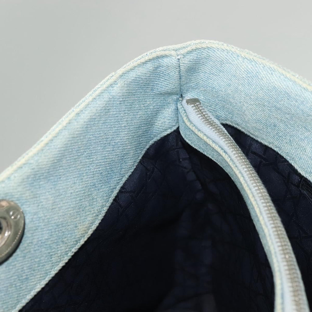 Christian Dior Vintage Lady Dior Bag Cannage Quilt Denim Blue Canvas Tote Bag Bag (Pre-Owned)