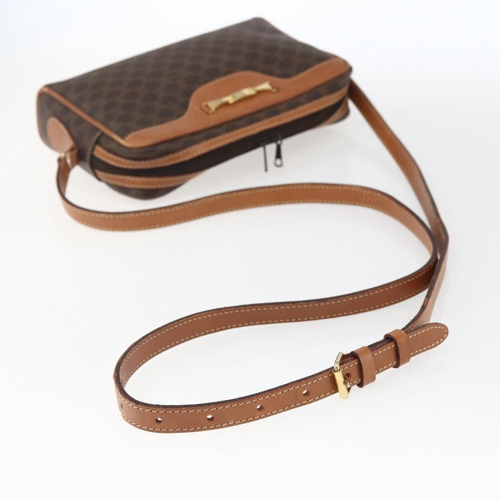 Celine Vintage Macadam Shoulder Bag Canvas And Leather Brown Canvas Shoulder Bag Bag