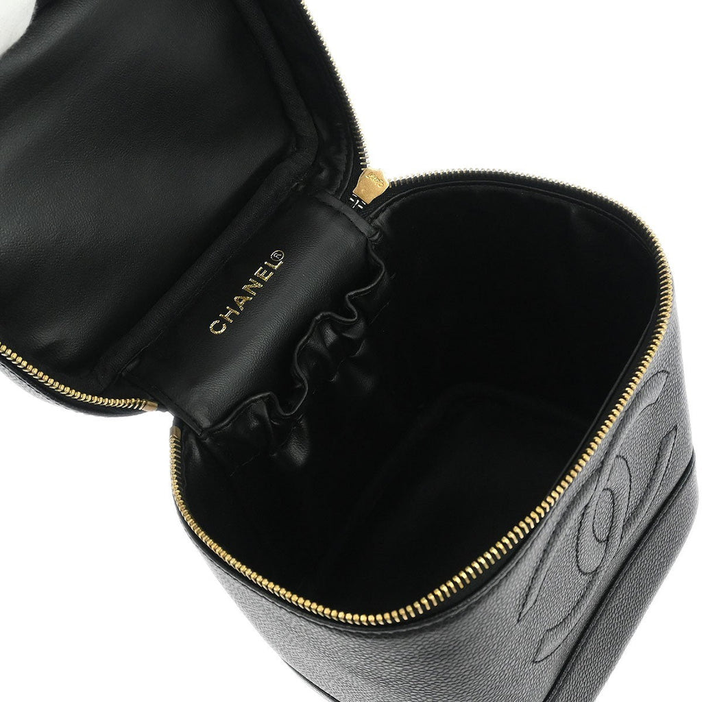 Chanel Vintage Timeless Cosmetic Case Caviar Black Leather Handbag