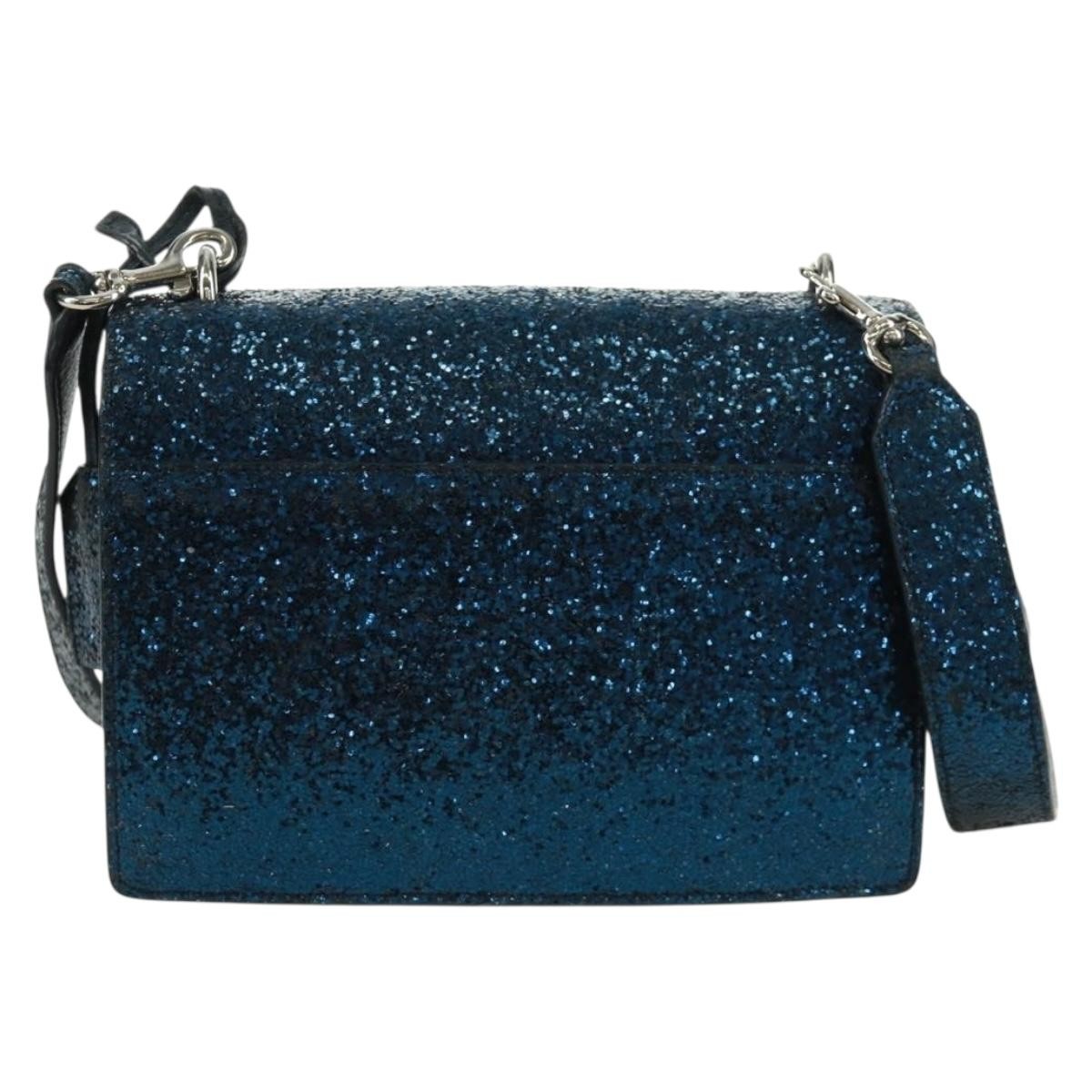 Saint Laurent Sunset Satchel Glitter Blue Leather Shoulder Bag Bag (Pre-Owned)