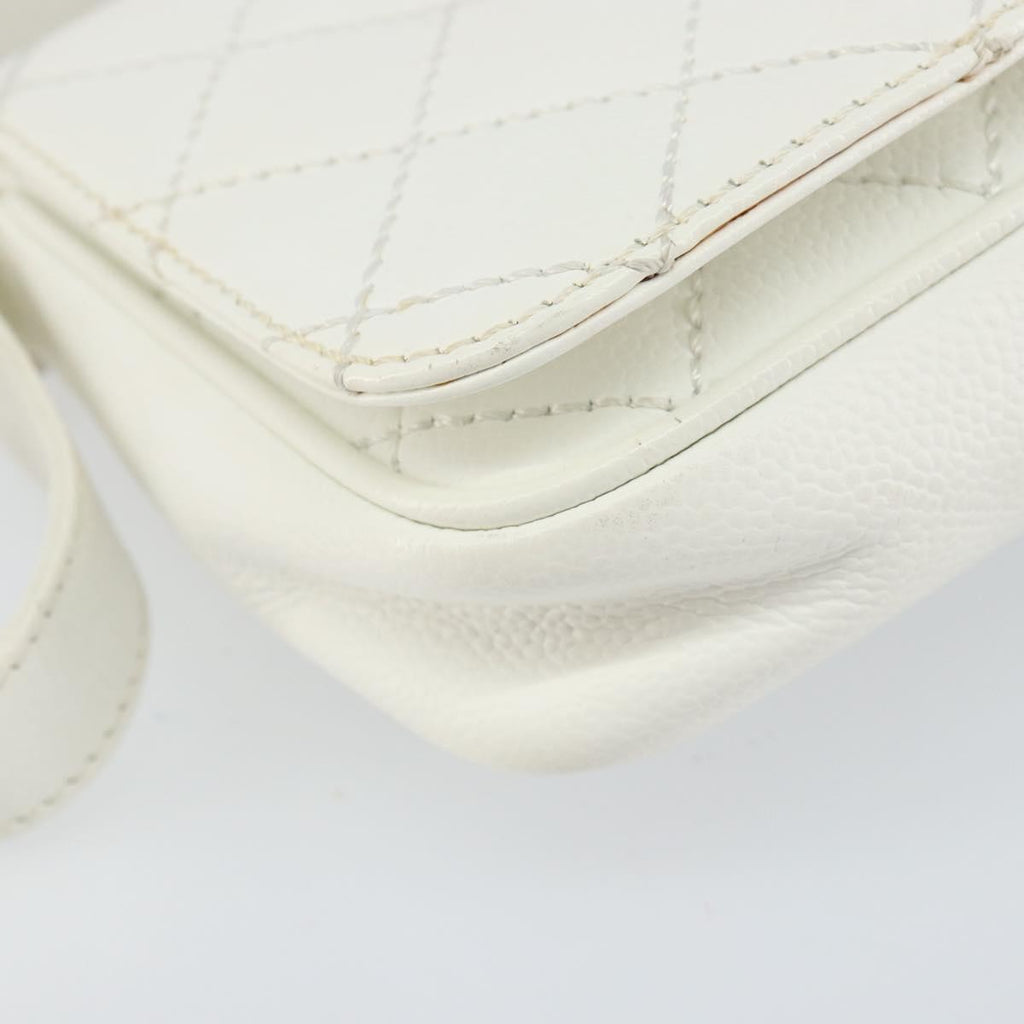 Chanel Vintage Timeless Cc Adjustable Shoulder Bag Quilted Calfskin White Leather Shoulder Bag Bag
