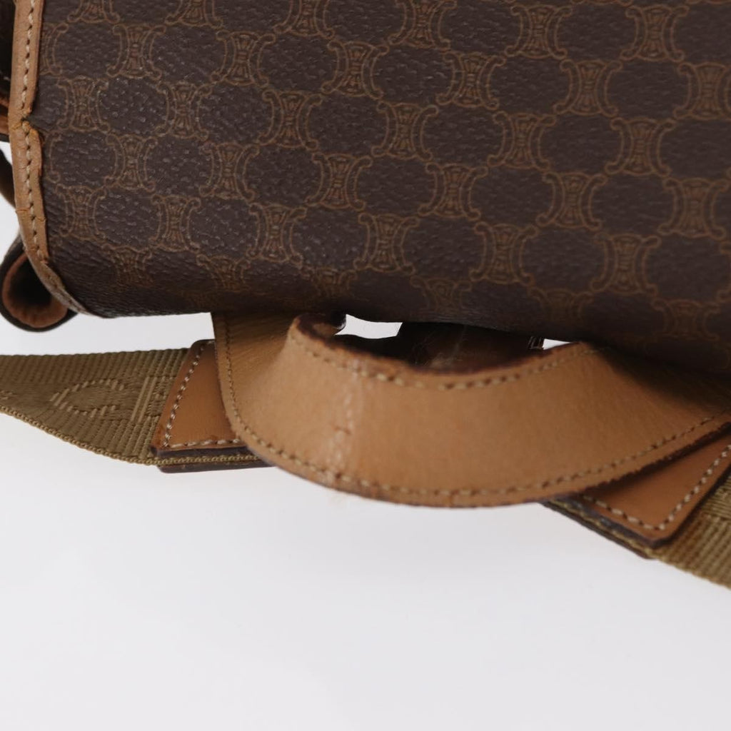 Celine Vintage Macadam Backpack Canvas And Leather Brown Canvas Backpack Bag