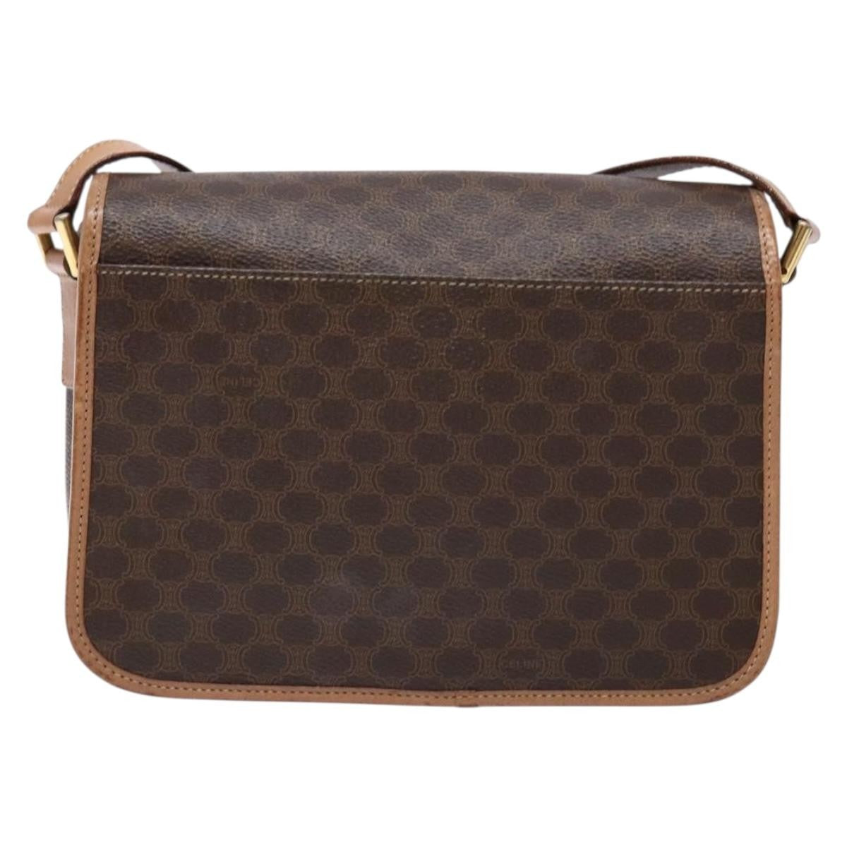 Celine Vintage Macadam Shoulder Bag Canvas Brown Canvas Bag