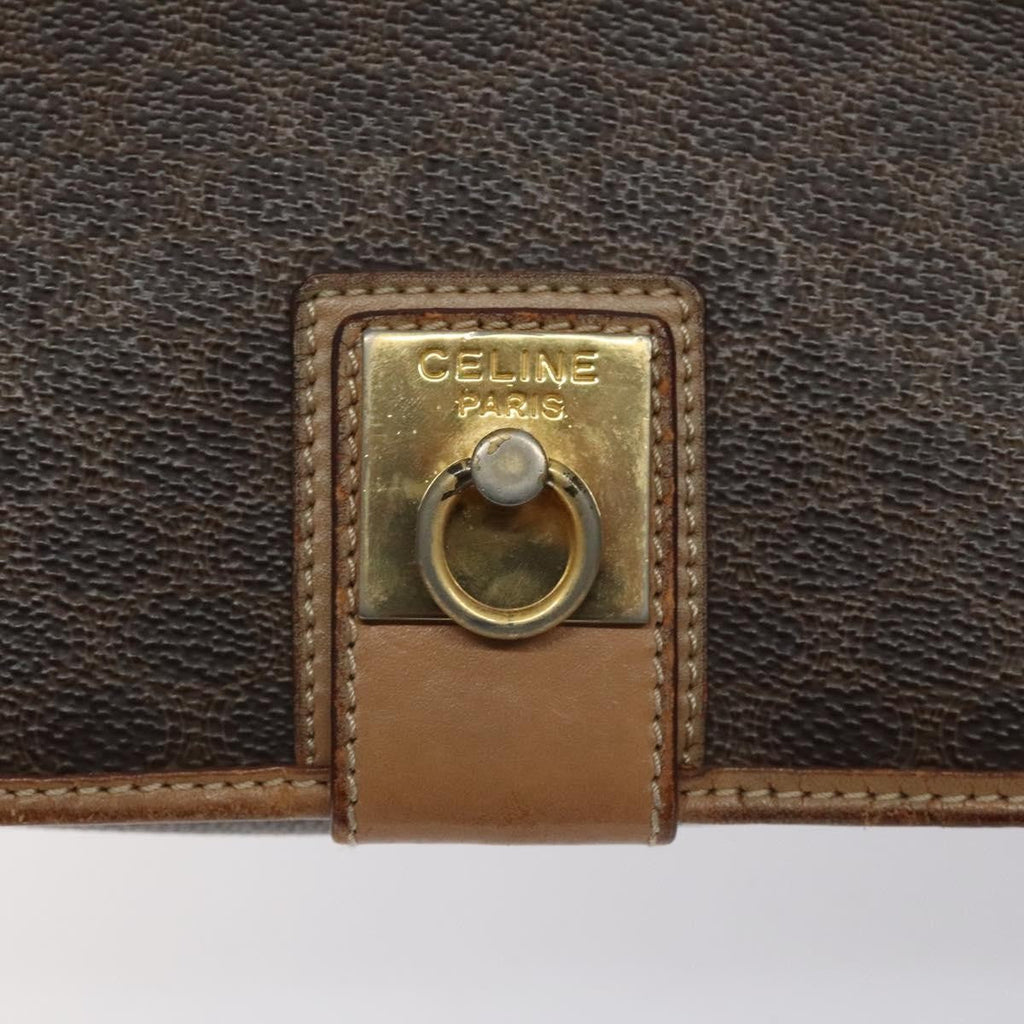 Celine Vintage Macadam Shoulder Bag Canvas And Leather Brown Canvas Shoulder Bag Bag