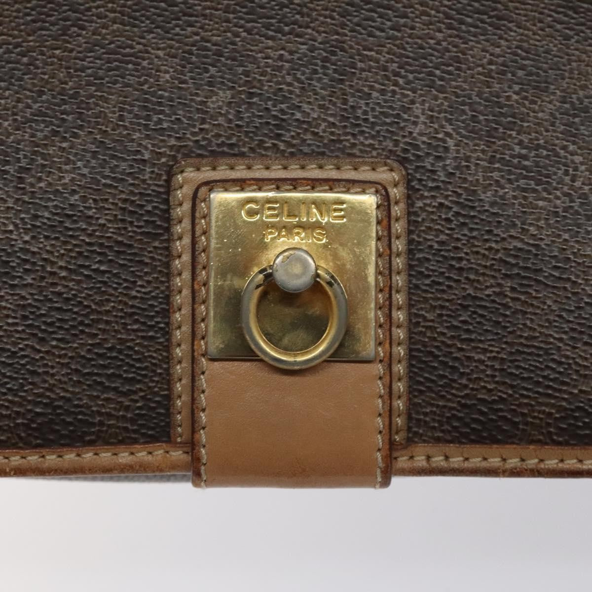 Celine Vintage Macadam Shoulder Bag Canvas And Leather Brown Canvas Shoulder Bag Bag