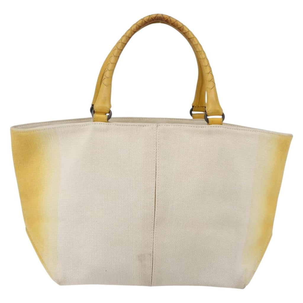 Bottega Veneta Braided Handle Open Tote Bag Canvas With Leather Yellow Canvas Bag