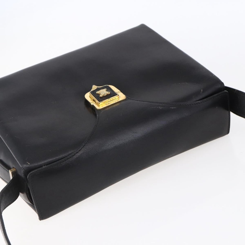 Celine Vintage Shoulder Bag Leather Black Leather Shoulder Bag Bag