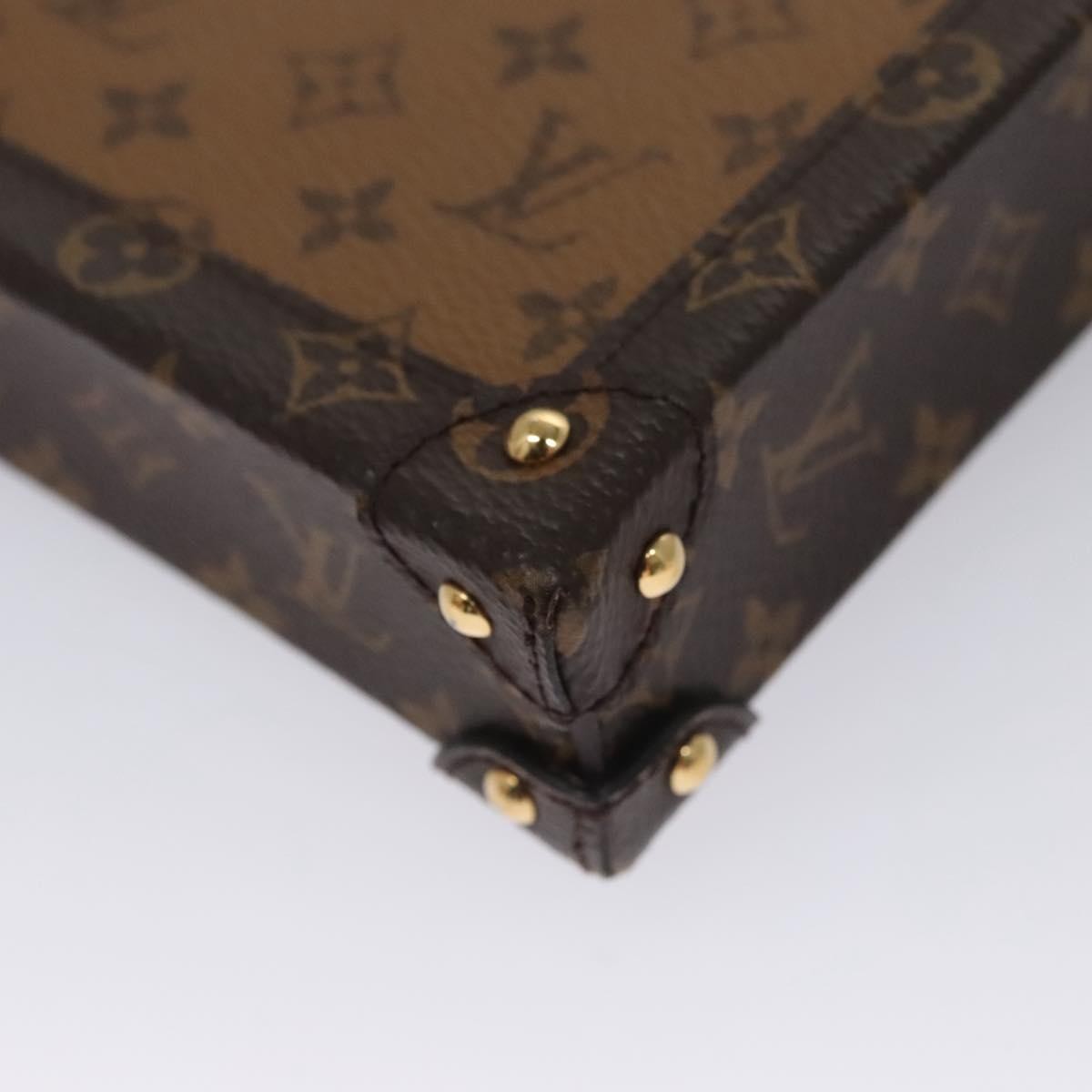 Louis Vuitton Vertical Trunk Pochette Reverse Monogram Canvas Brown Canvas Clutche & Pouche Bag