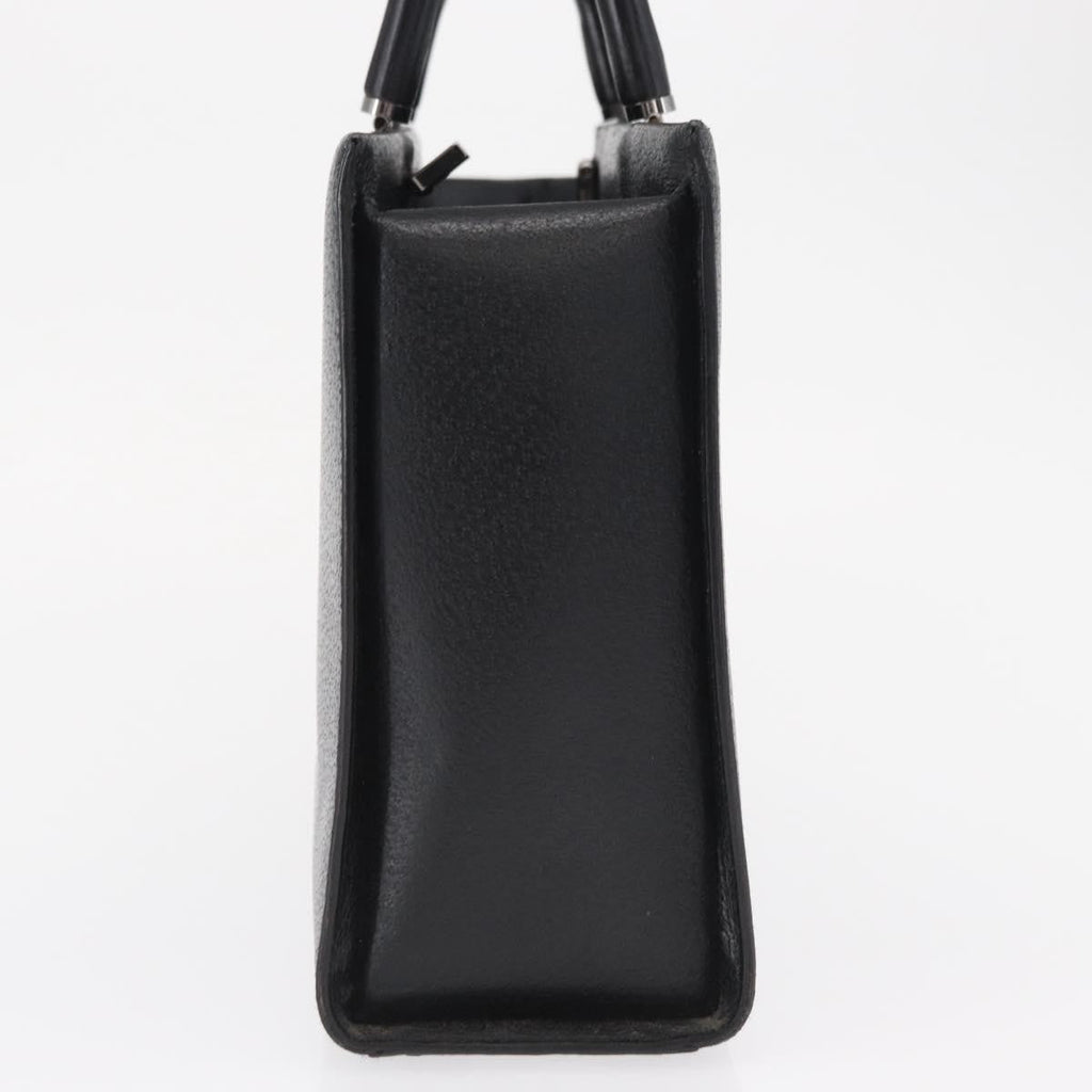 Gucci Vintage Bamboo Handle Bag Leather Black Leather Handbag (Pre-Owned)