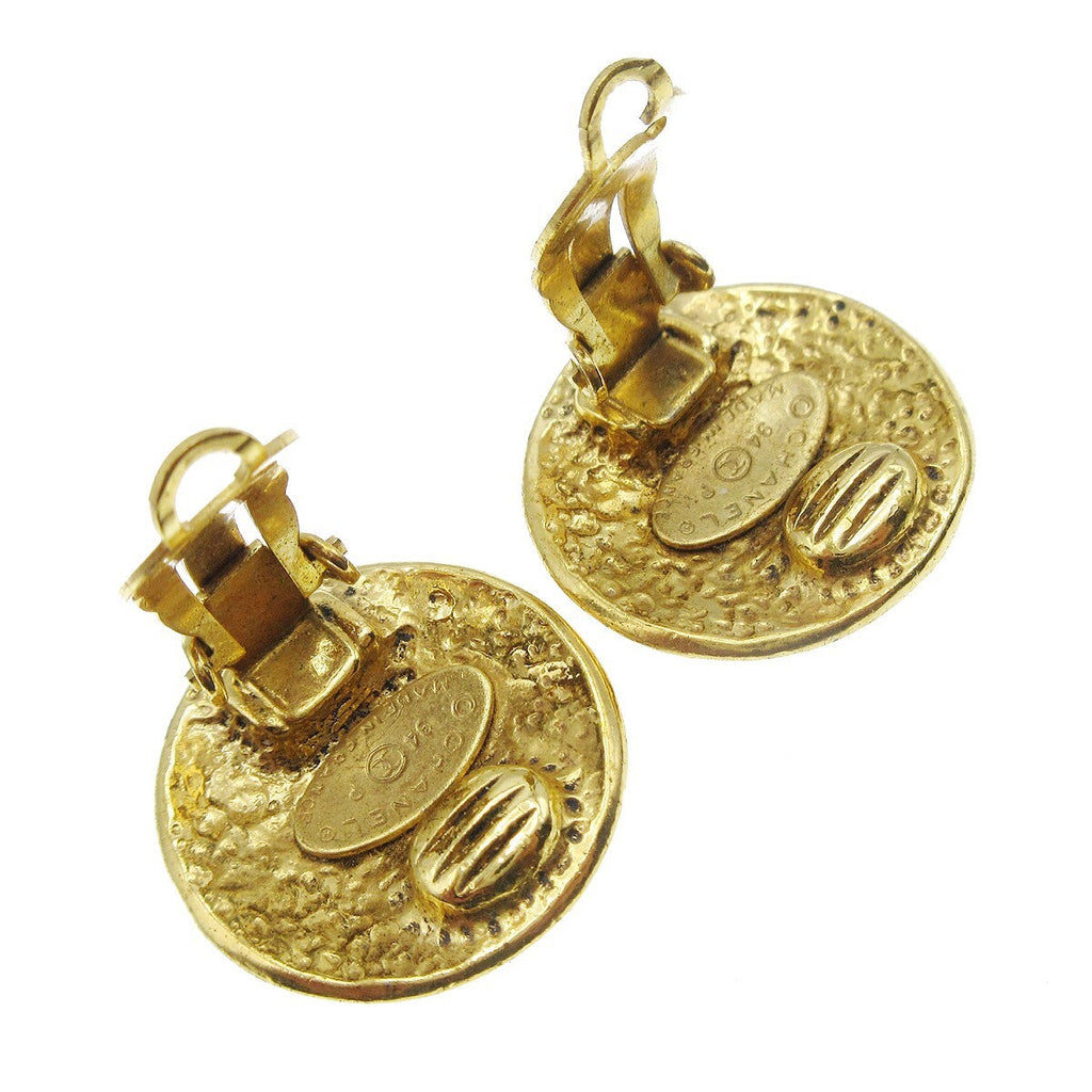 Chanel Cc Button Clip-On Earrings Metal Gold Gold_Plated Earrings Jewelry