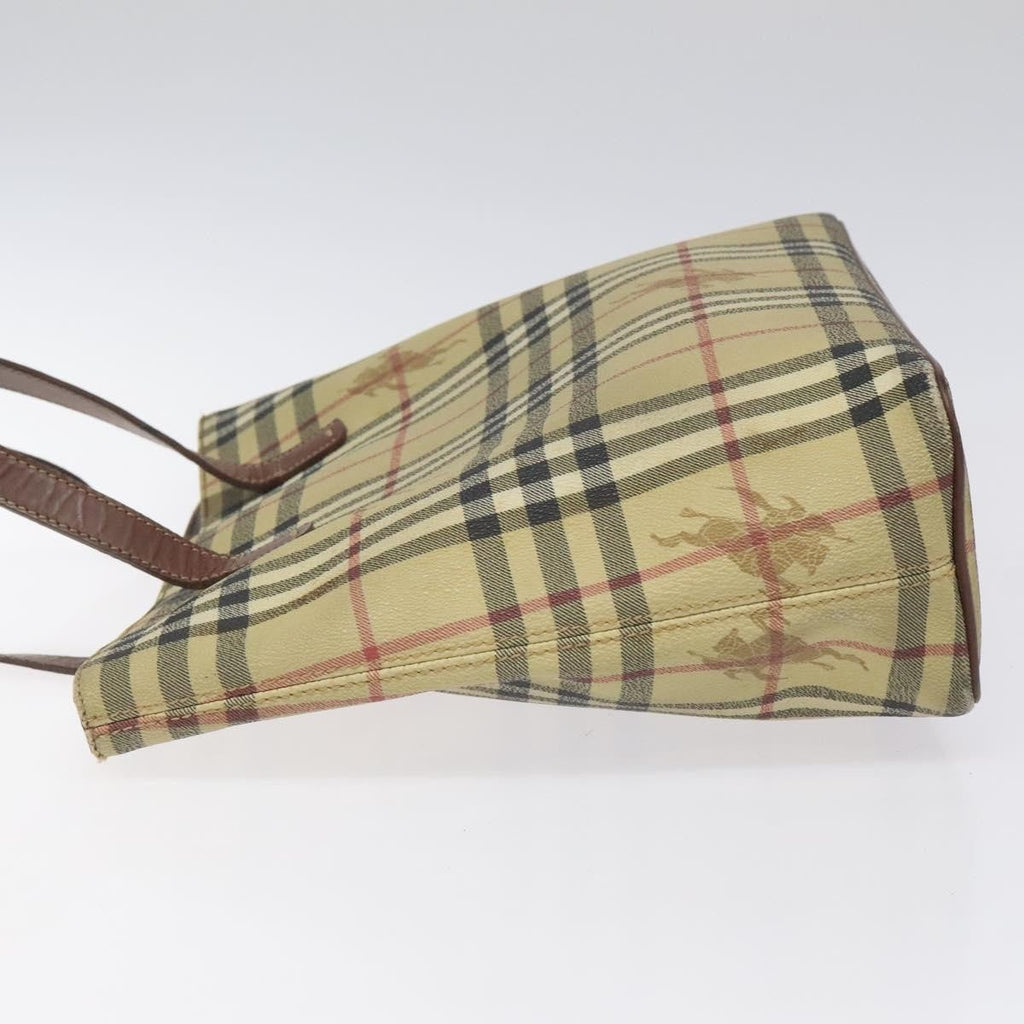 Burberry Top Handle Tote Haymarket Coated Canvas Beige Canvas Tote Bag
