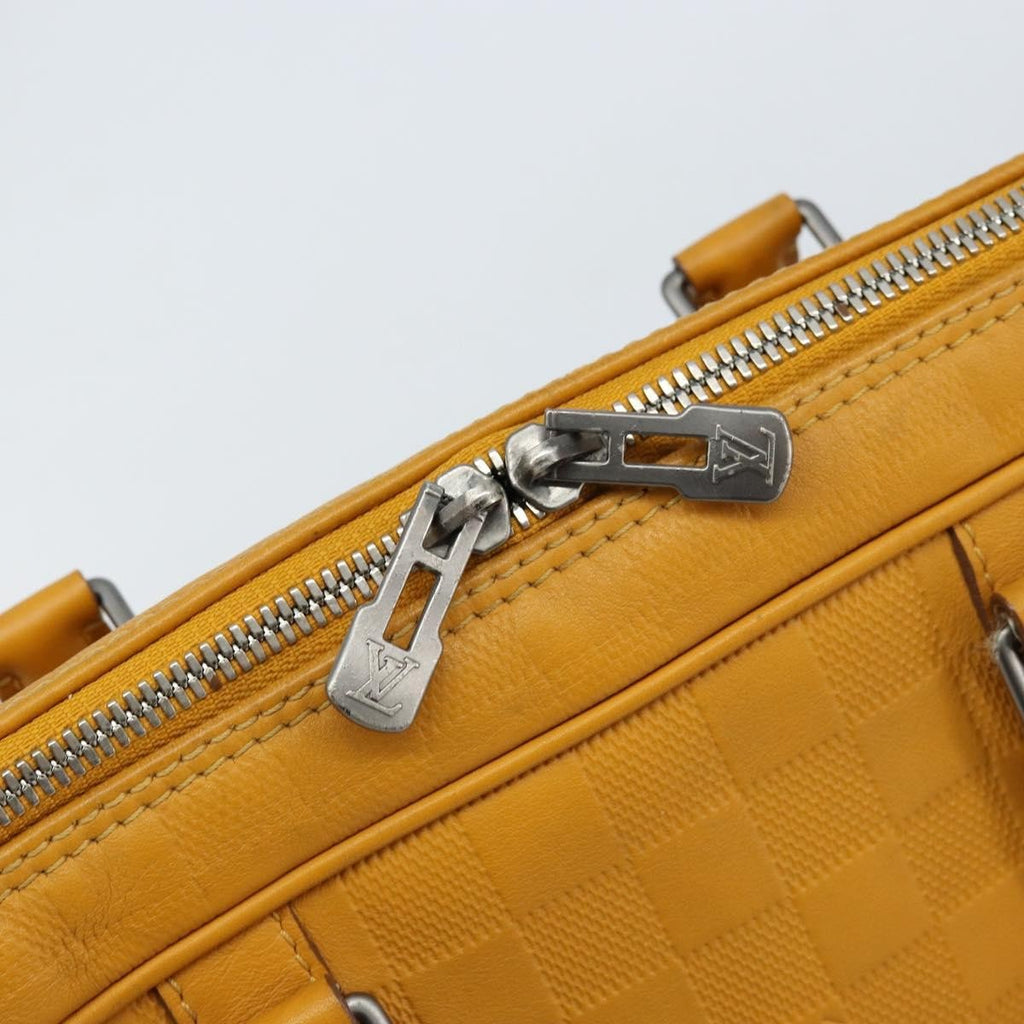 Louis Vuitton Porte-Documents Voyage Briefcase Damier Infini Leather Yellow Leather Briefcase Bag