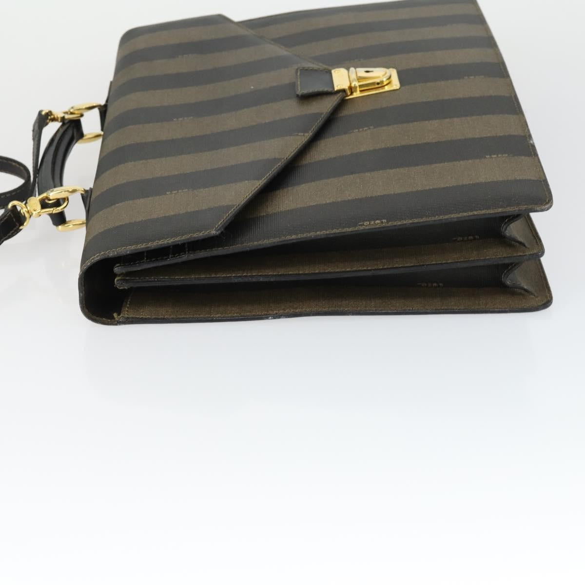 Fendi Vintage Pequin Briefcase Bag Coated Canvas Brown Canvas Briefcase Bag
