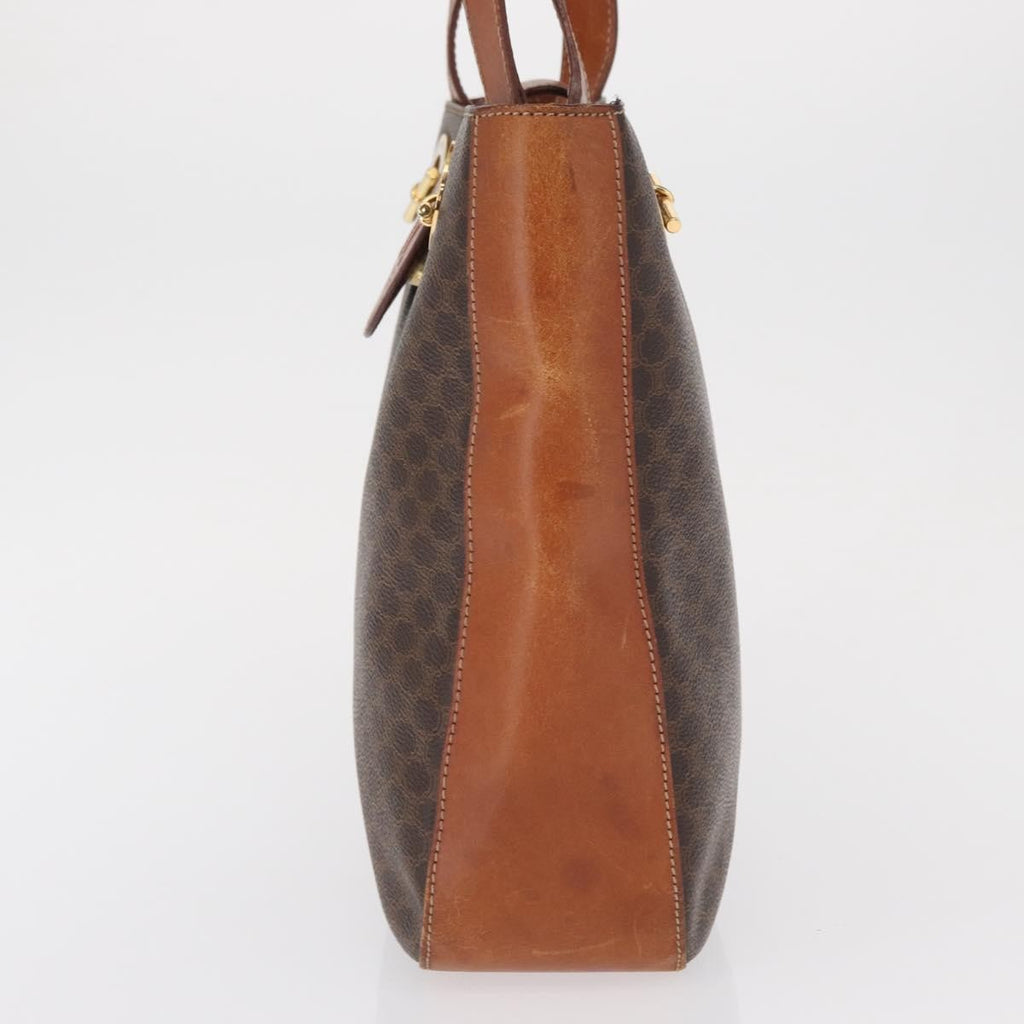 Celine Vintage Macadam Shoulder Bag Canvas And Leather Brown Canvas Shoulder Bag Bag