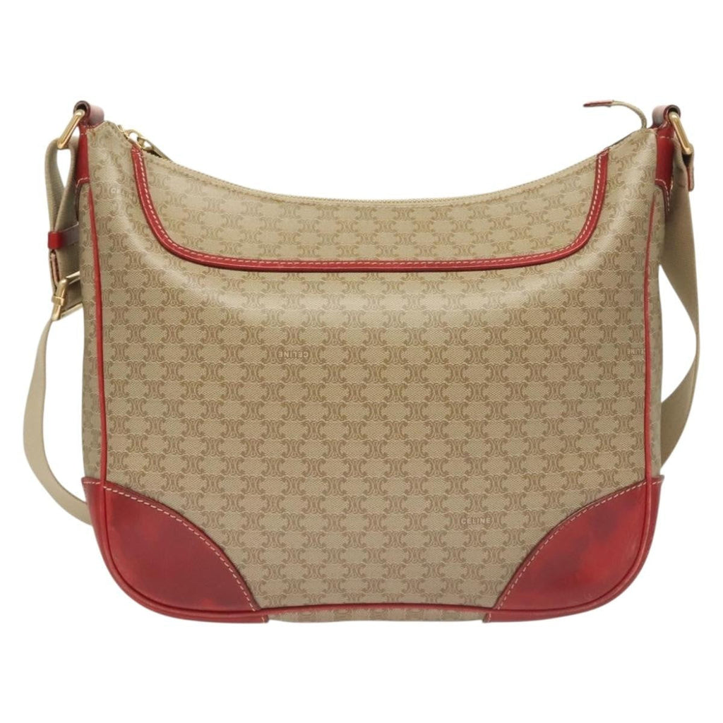 Celine Vintage Macadam Shoulder Bag Canvas And Leather Beige Canvas Bag