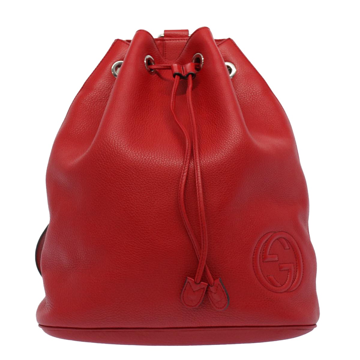 Gucci Soho Drawstring Backpack Leather Red Leather Backpack Bag (Pre-Owned)