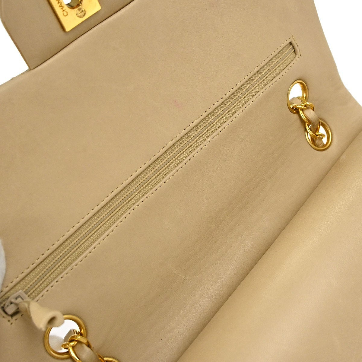 Chanel Vintage Classic Double Flap Bag Quilted Lambskin Beige Leather Shoulder Bag Bag