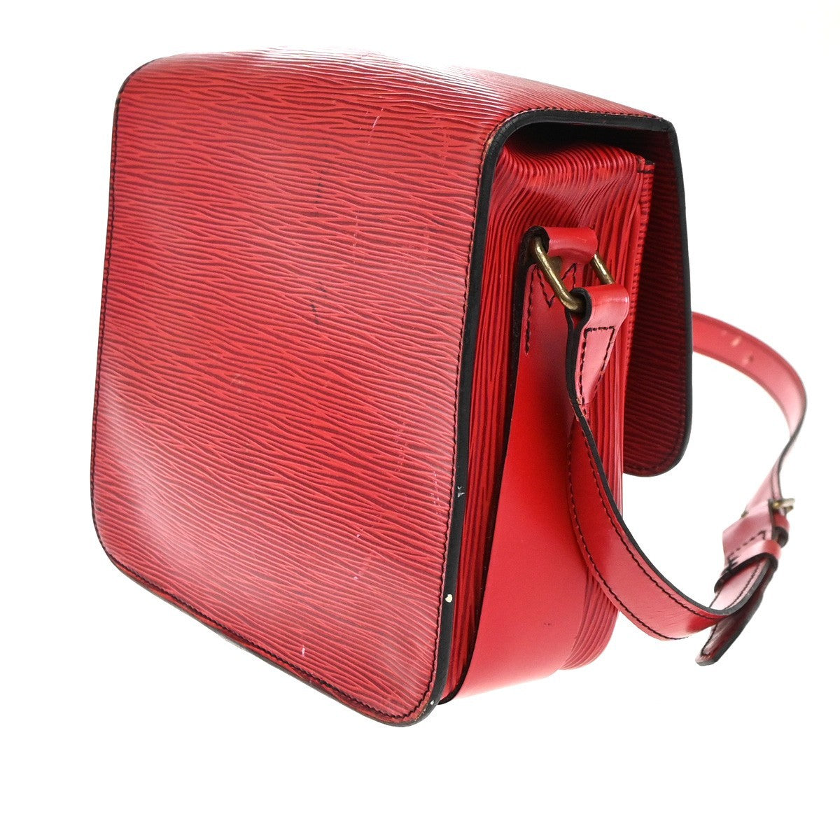 Louis Vuitton Cartouchiere Handbag Epi Leather Red Leather Shoulder Bag