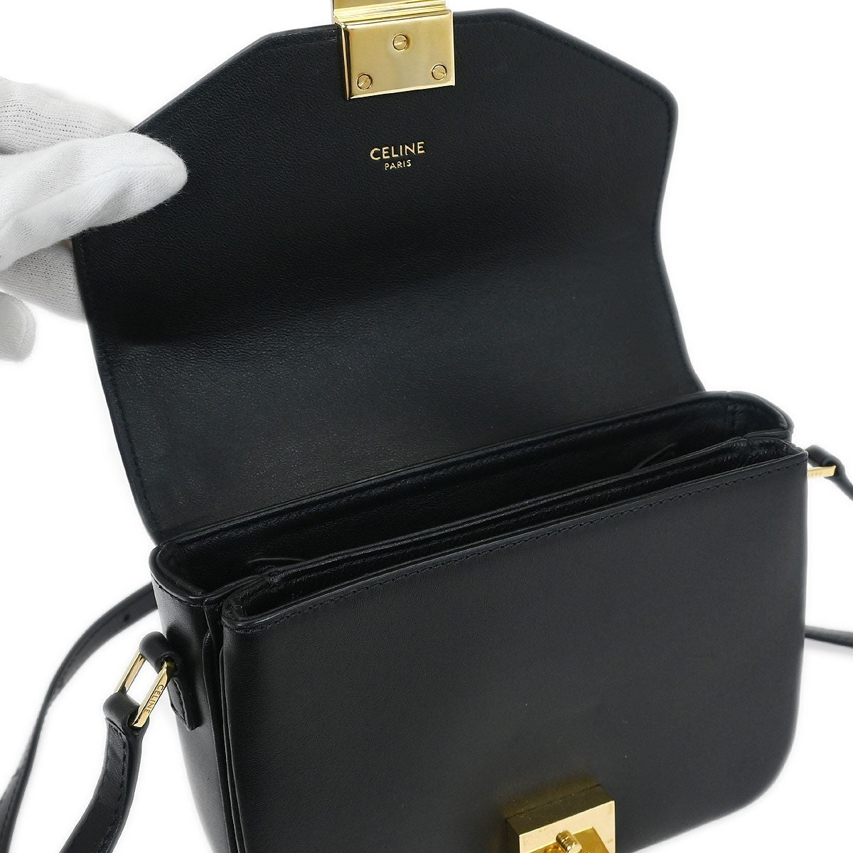 Celine C Bag Leather Small Black Leather Shoulder Bag Bag