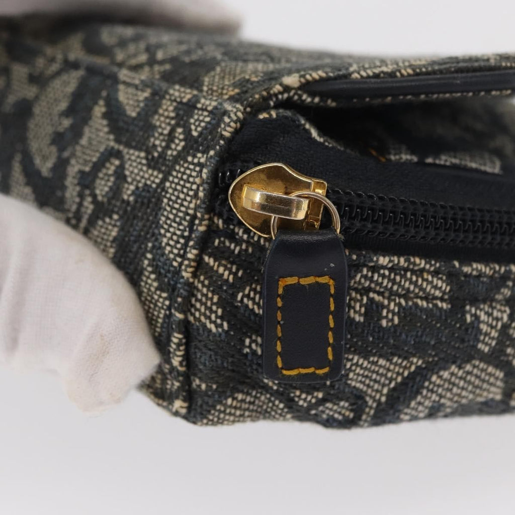 Christian Dior Saddle Zip Pouch Diorissimo Canvas Navy Canvas Clutche & Pouche Bag (Pre-Owned)