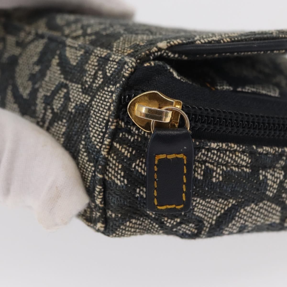 Christian Dior Saddle Zip Pouch Diorissimo Canvas Navy Canvas Clutche & Pouche Bag (Pre-Owned)
