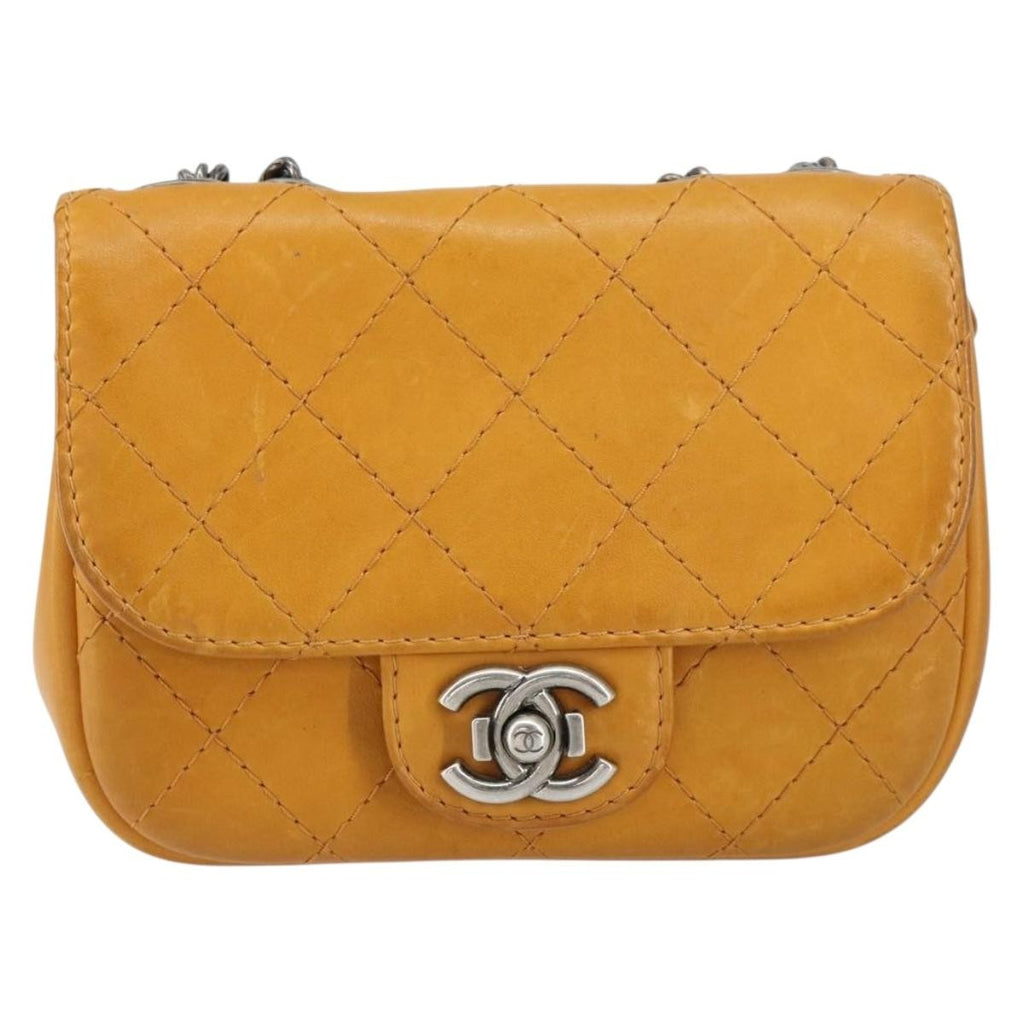 Chanel Chain Flap Bag Quilted Leather Orange Leather Shoulder Bag Bag