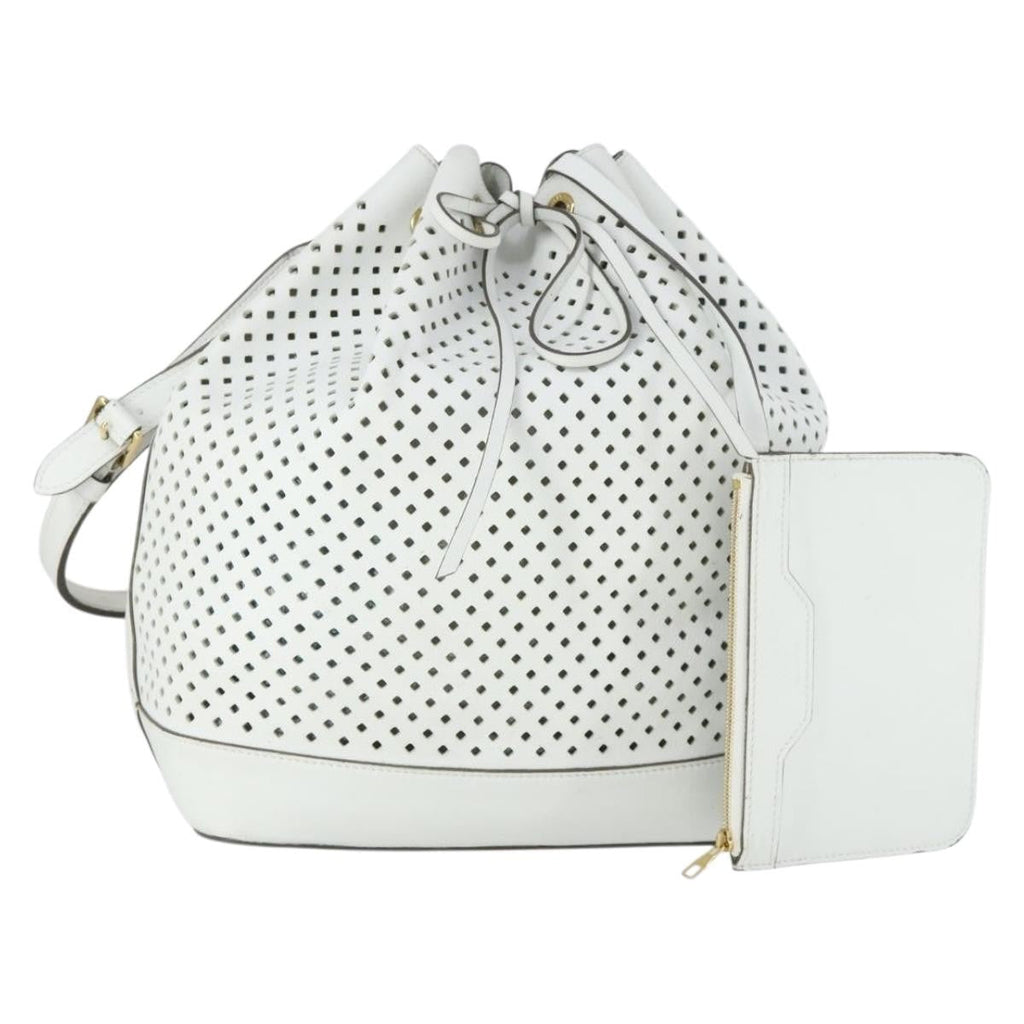 Louis Vuitton Flore Noe Handbag Perforated Leather White Leather Shoulder Bag