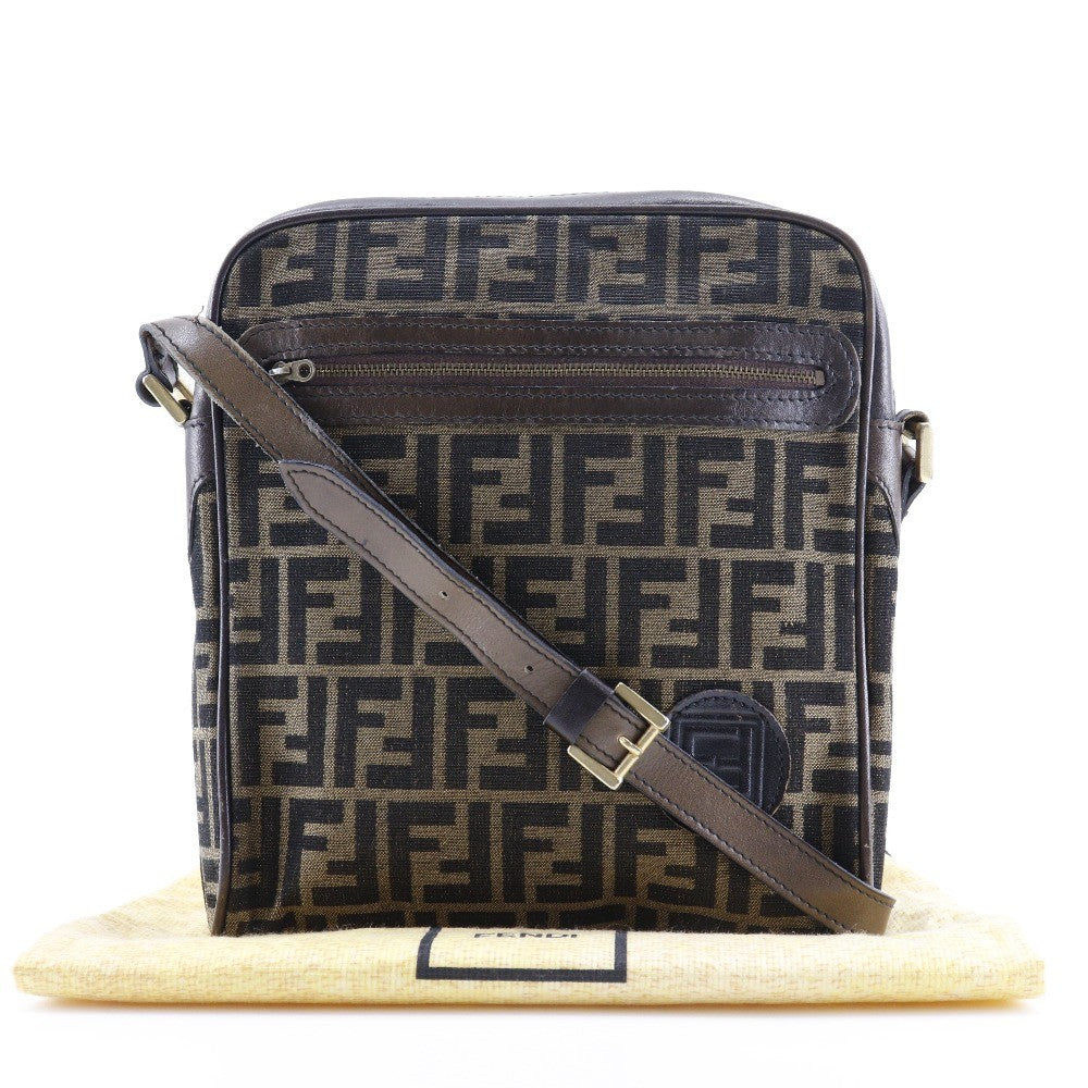 Fendi Logo Zucca Shoulder Bag Zucca Brown Canvas Shoulder Bag Bag