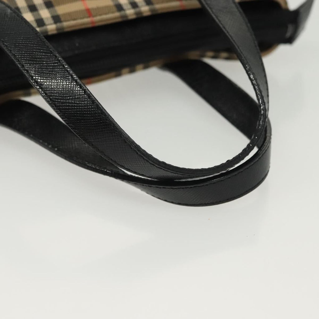 Burberry Nova Handbag Check Pattern Beige Canvas Bag