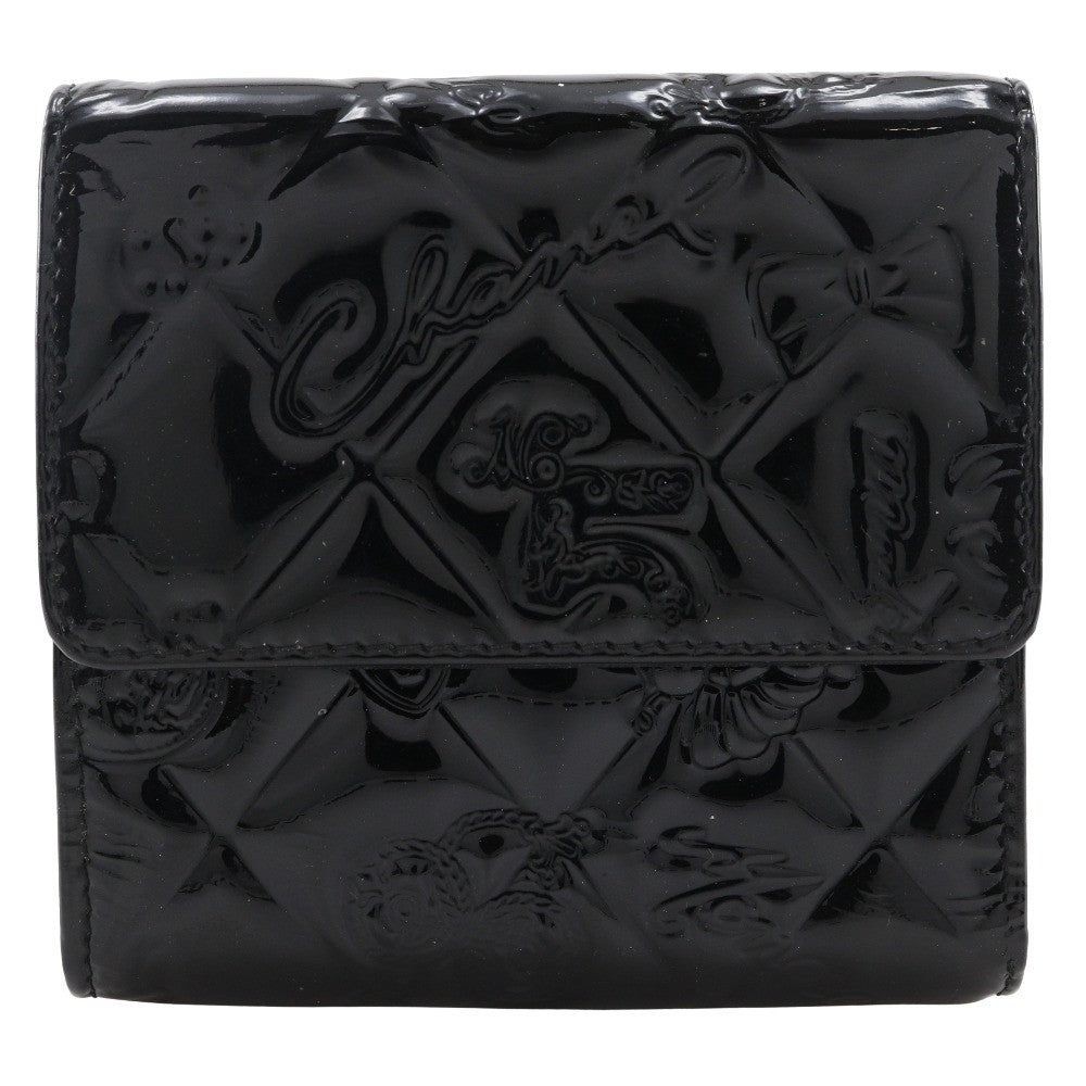 Chanel Bi-Fold Wallet Quilted Patent Black Patent_Leather Wallets Accessory