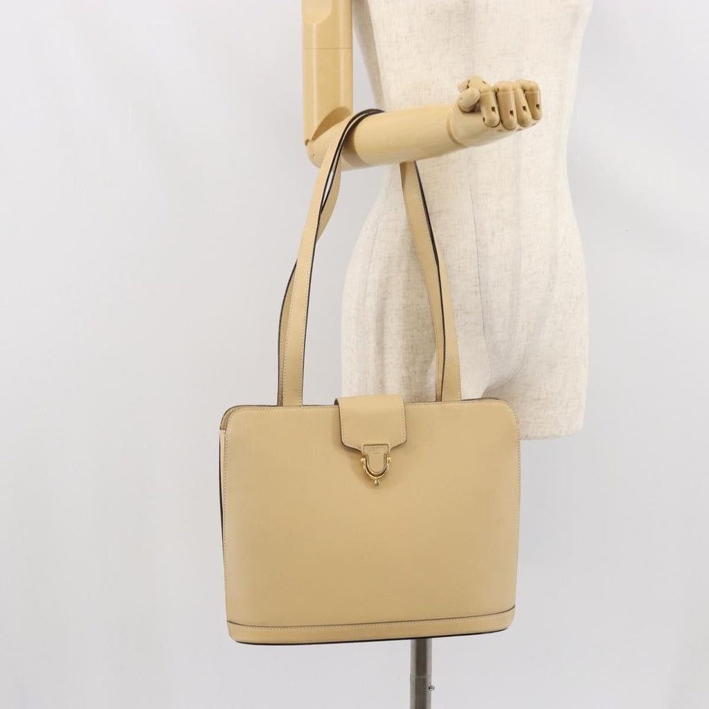 Celine Vintage Shoulder Bag Leather Beige Leather Shoulder Bag Bag