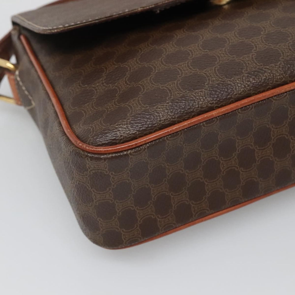 Celine Vintage Macadam Shoulder Bag Canvas And Leather Brown Canvas Shoulder Bag Bag
