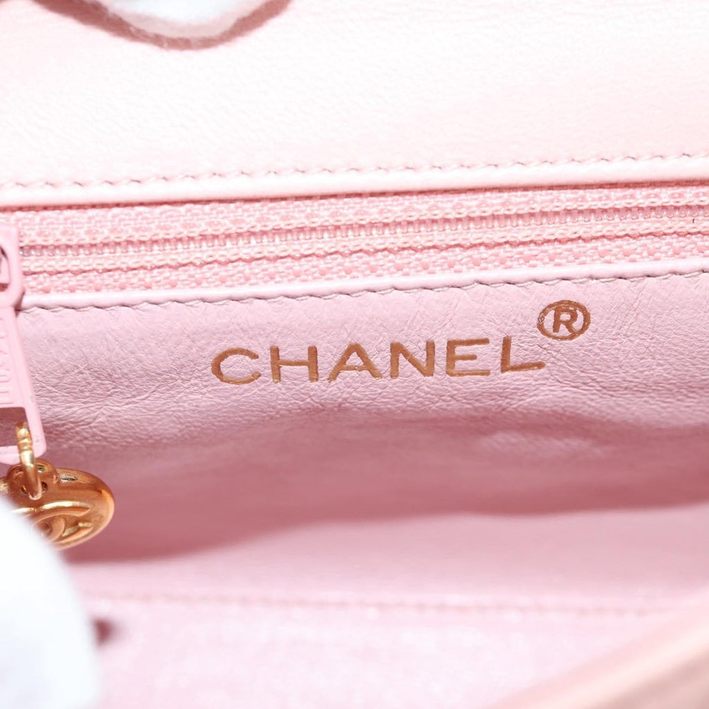 Chanel Vintage Camellia Flap Bag Quilted Lambskin Pink Leather Bag