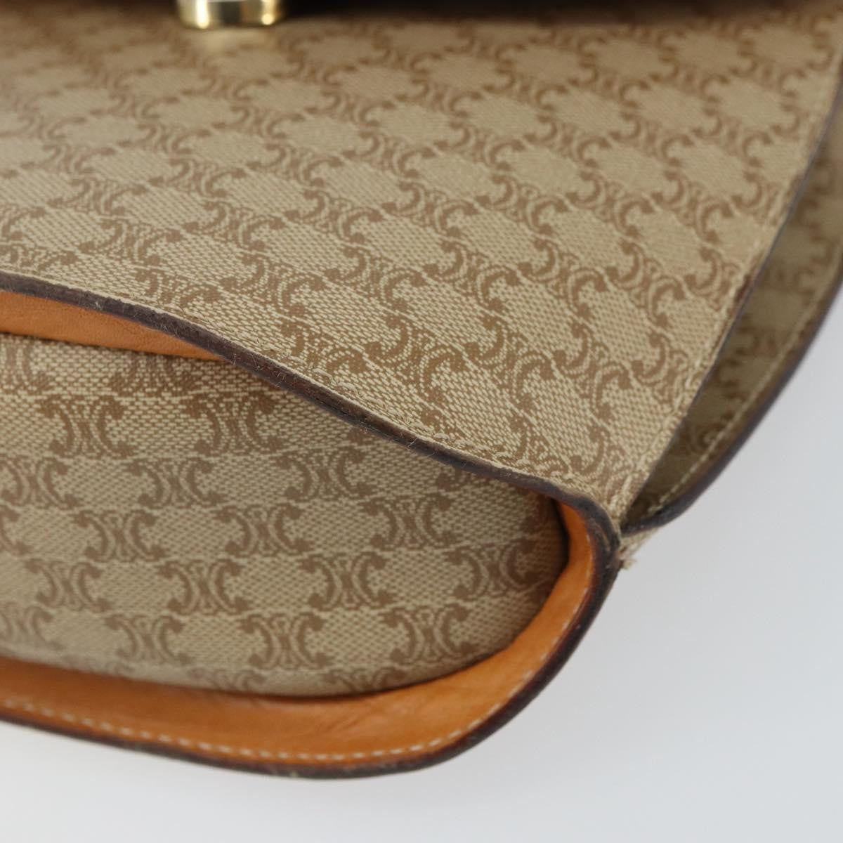 Celine Vintage Macadam Shoulder Bag Canvas Beige Canvas Shoulder Bag Bag