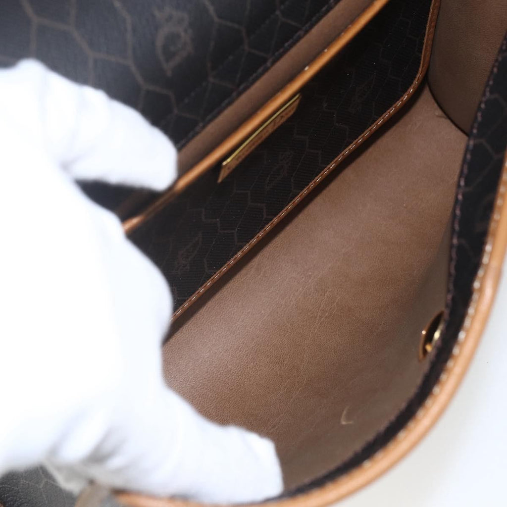 Christian Dior Vintage Honeycomb Shoulder Bag Canvas And Leather Black Pvc Shoulder Bag Bag (Pre-Owned)