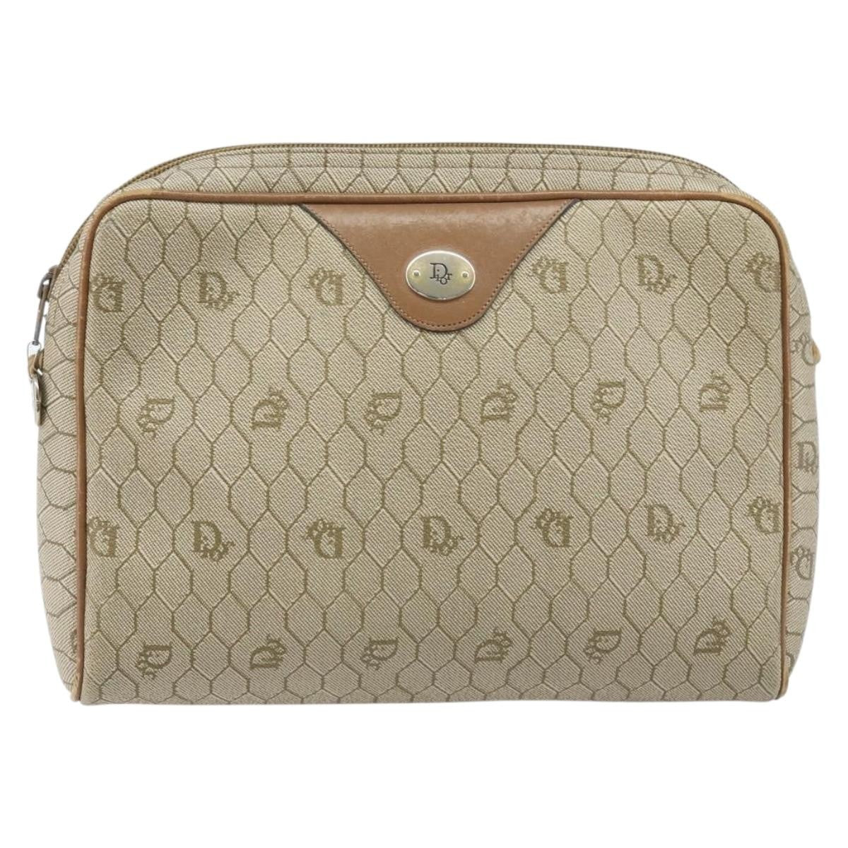 Christian Dior Vintage Honeycomb Shoulder Bag Canvas And Leather Beige Canvas Shoulder Bag Bag (Pre-Owned)