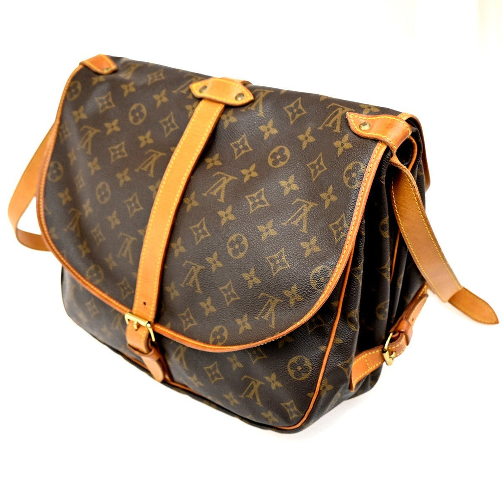 Louis Vuitton Saumur Handbag Monogram Canvas Brown Canvas Shoulder Bag