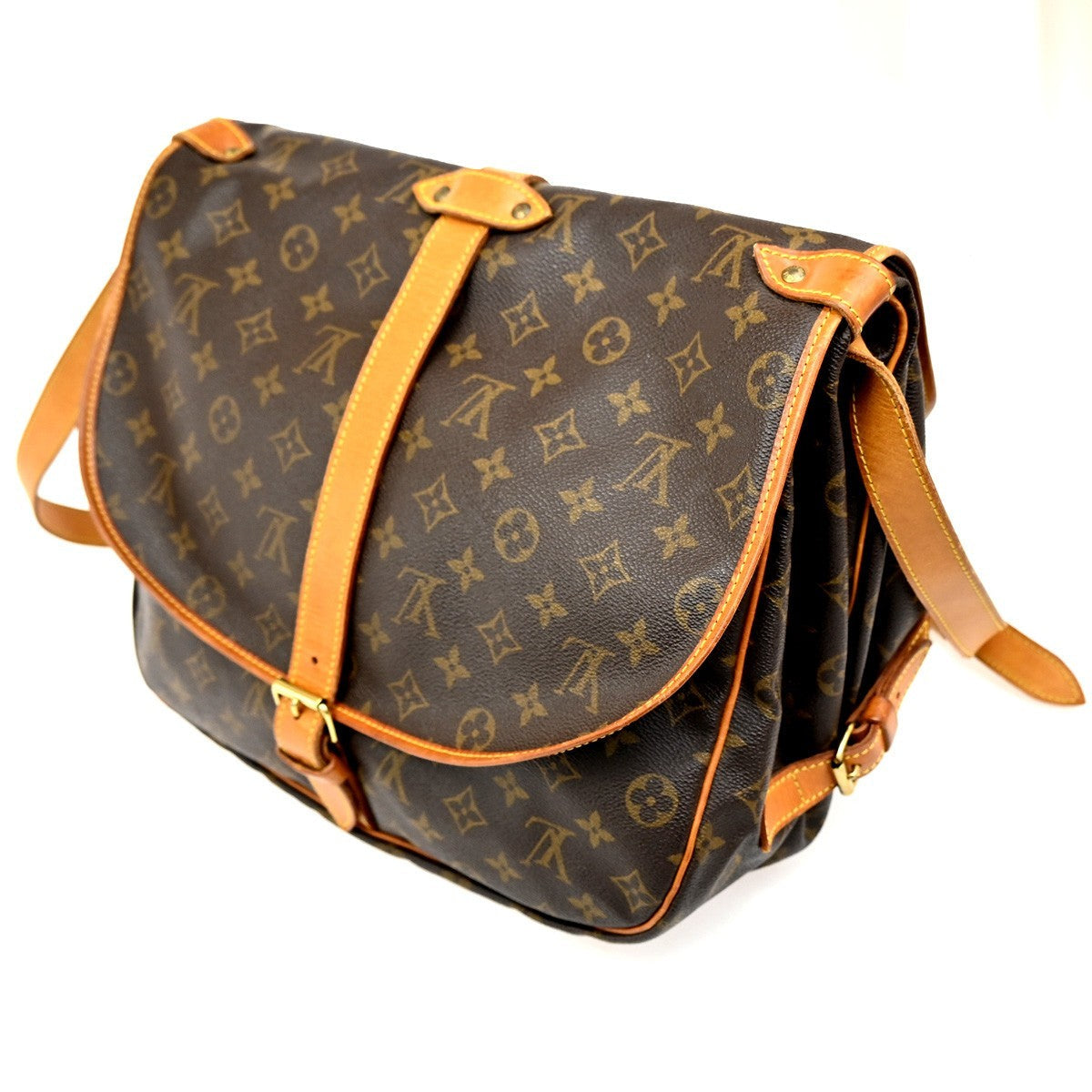 Louis Vuitton Saumur Handbag Monogram Canvas Brown Canvas Shoulder Bag