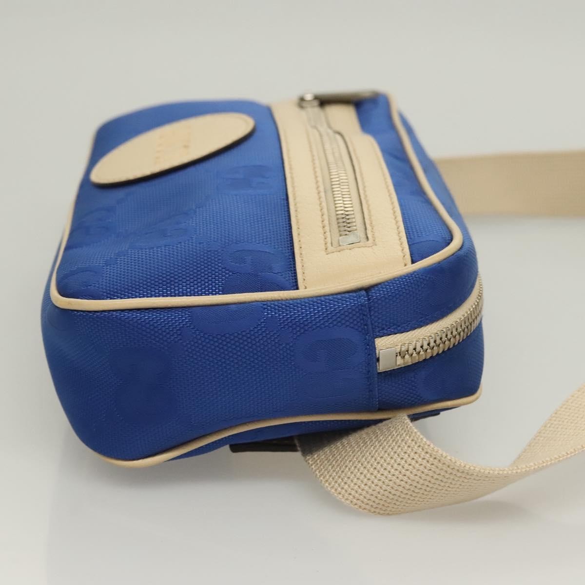 Gucci Off The Grid Belt Bag Gg Econyl Blue Canvas Shoulder Bag Bag (Pre-Owned)