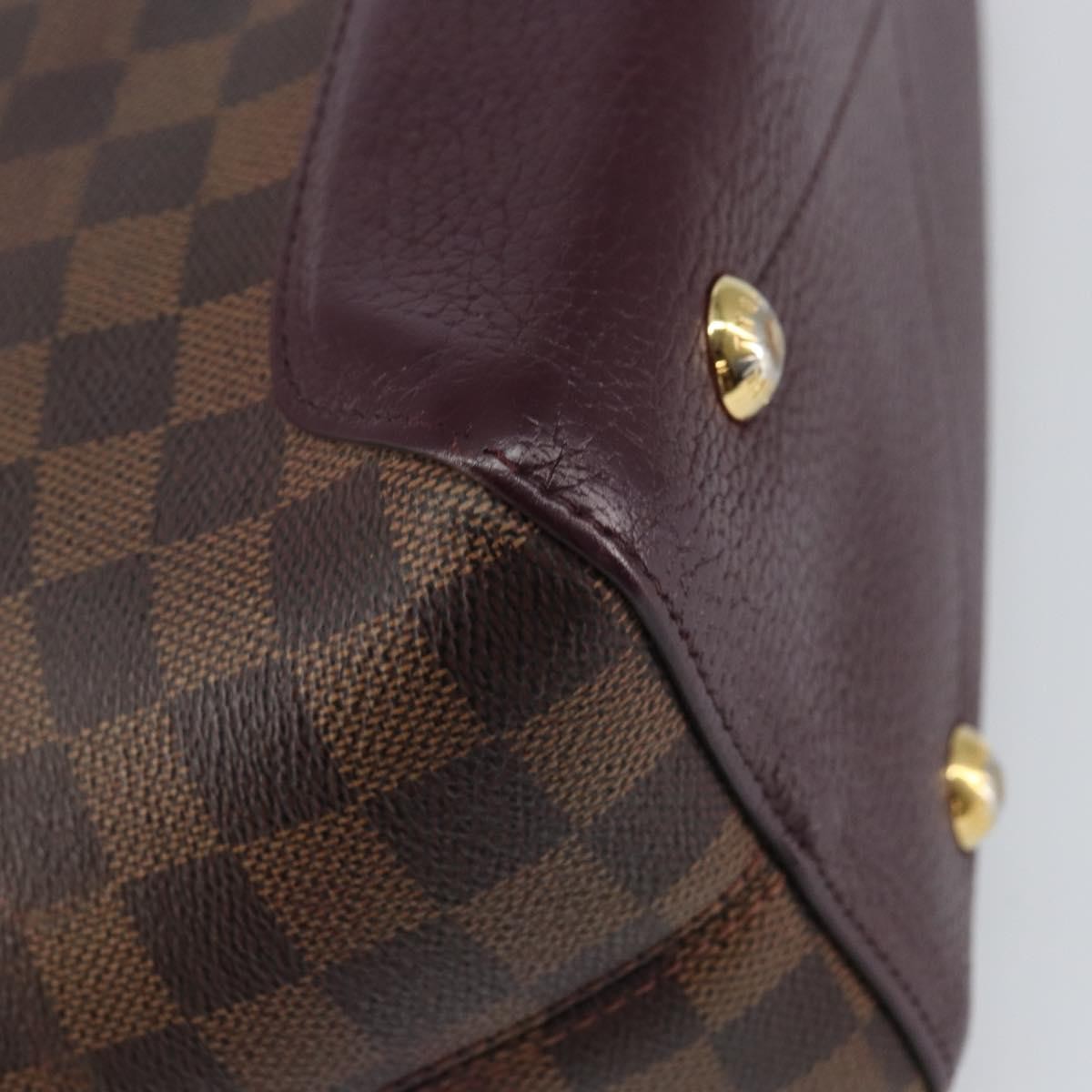 Louis Vuitton Hyde Park Handbag Damier With Leather Brown Canvas Handbag