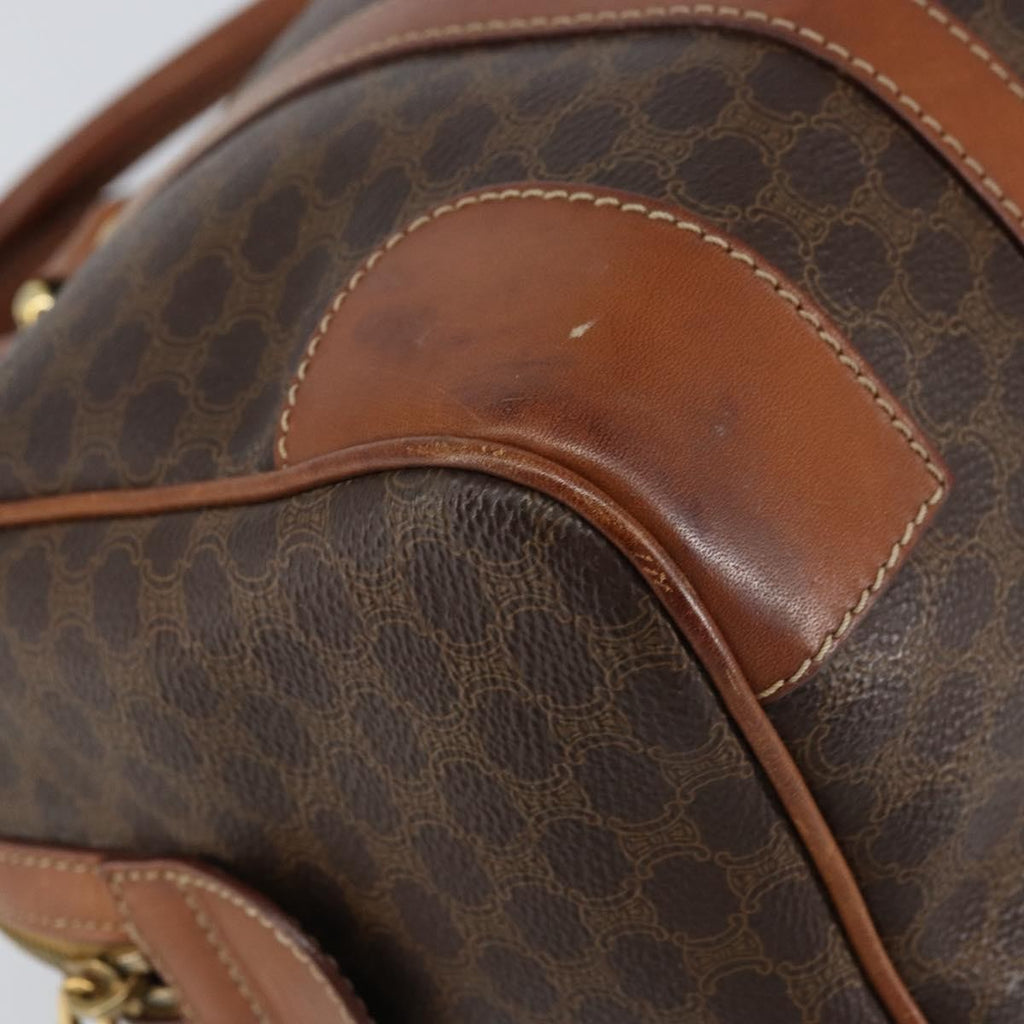 Celine Vintage Macadam Boston Bag Canvas Brown Canvas Handbag