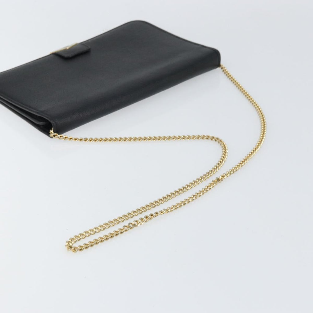 Christian Dior Vintage Chain Flap Shoulder Bag Leather Black Leather Shoulder Bag Bag (Pre-Owned)