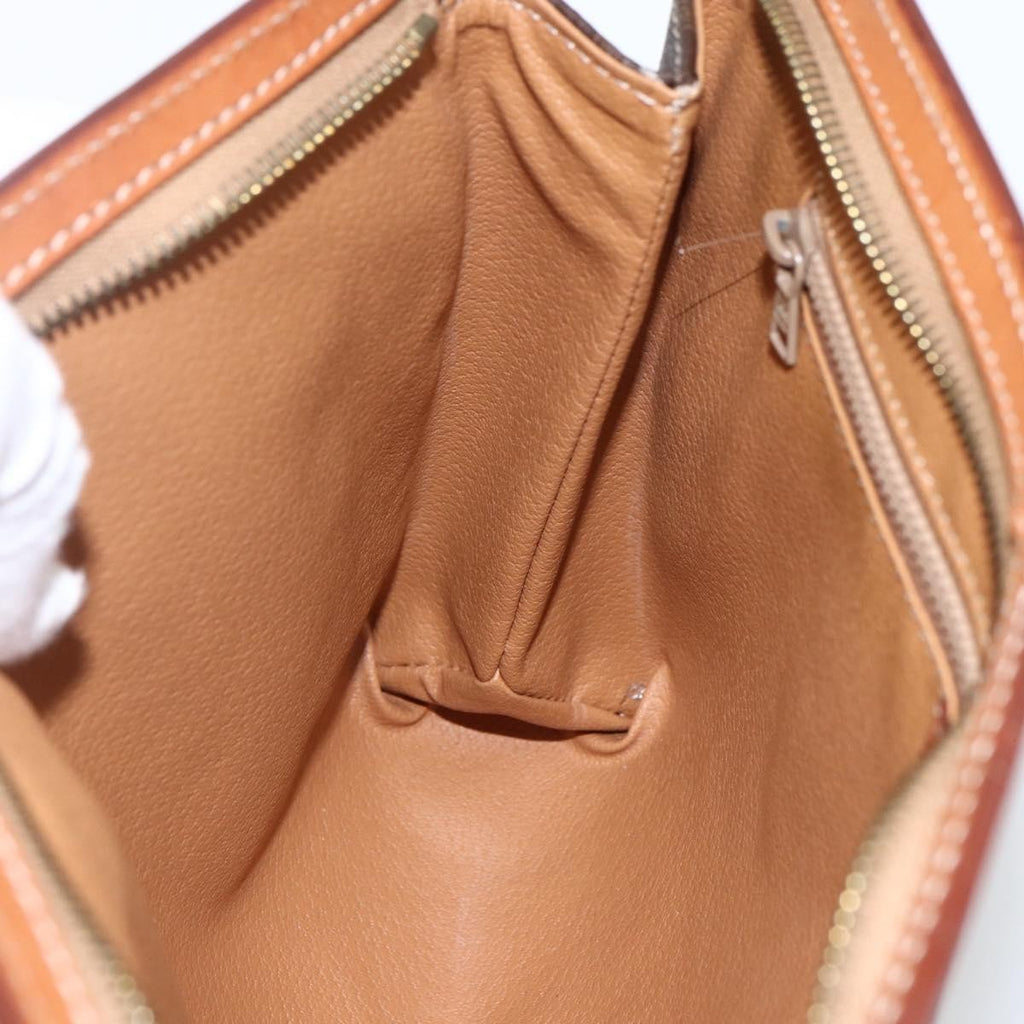 Celine Macadam Pochette Canvas Brown Pvc Clutche & Pouche Bag