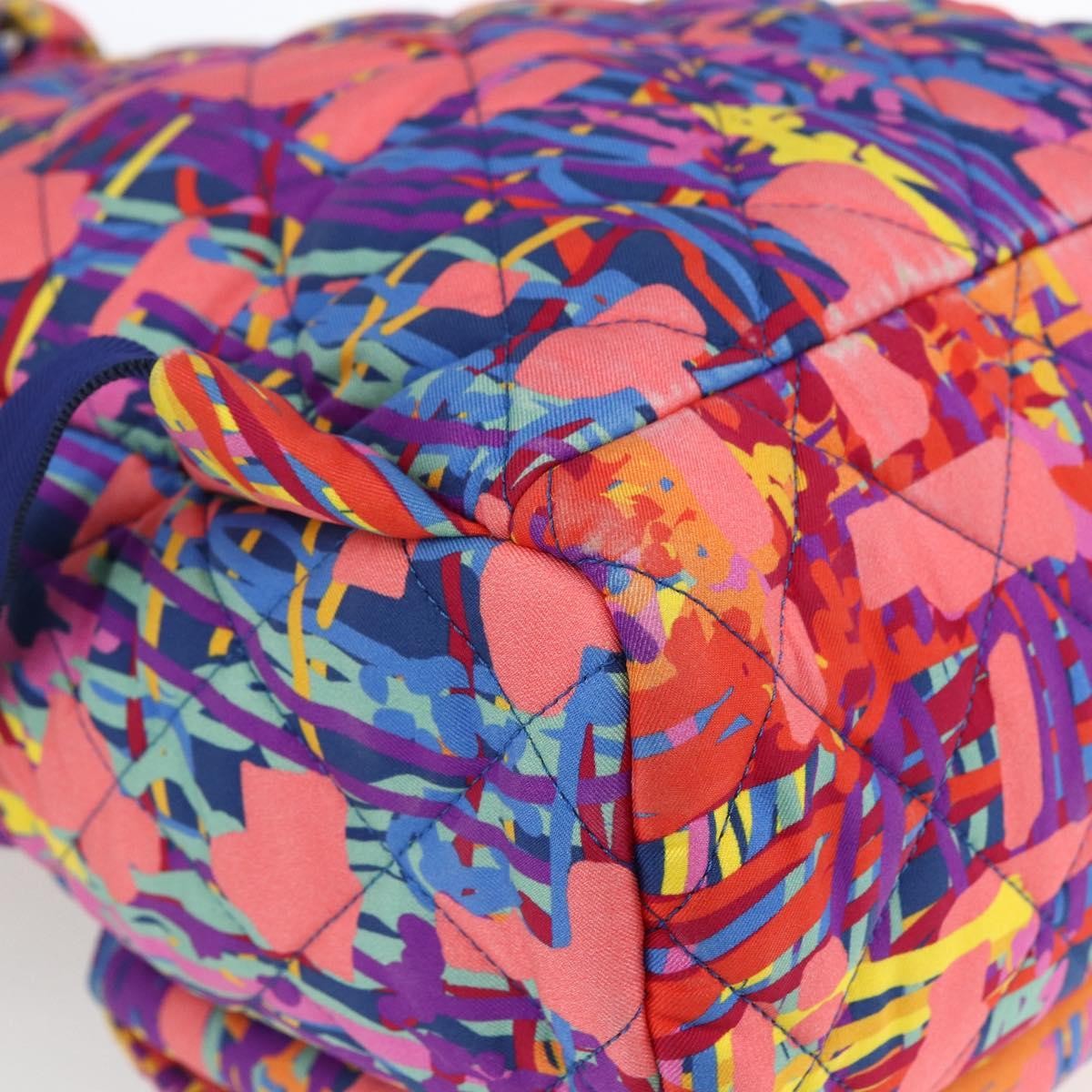 Chanel Cc Pocket Backpack Quilted Printed Foulard Multicolour Nylon Backpack Bag