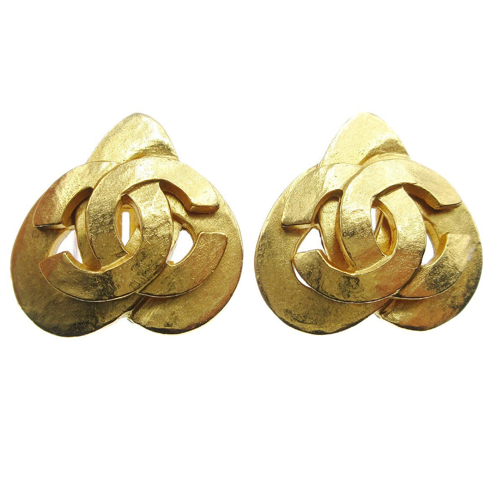 Chanel Cc Logo Heart Gold-Plated Gold Gold_Plated Earrings Jewelry