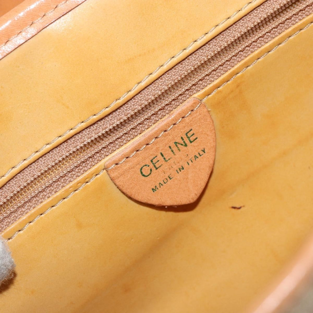 Celine Vintage Macadam Shoulder Bag Canvas And Leather Beige Canvas Shoulder Bag Bag