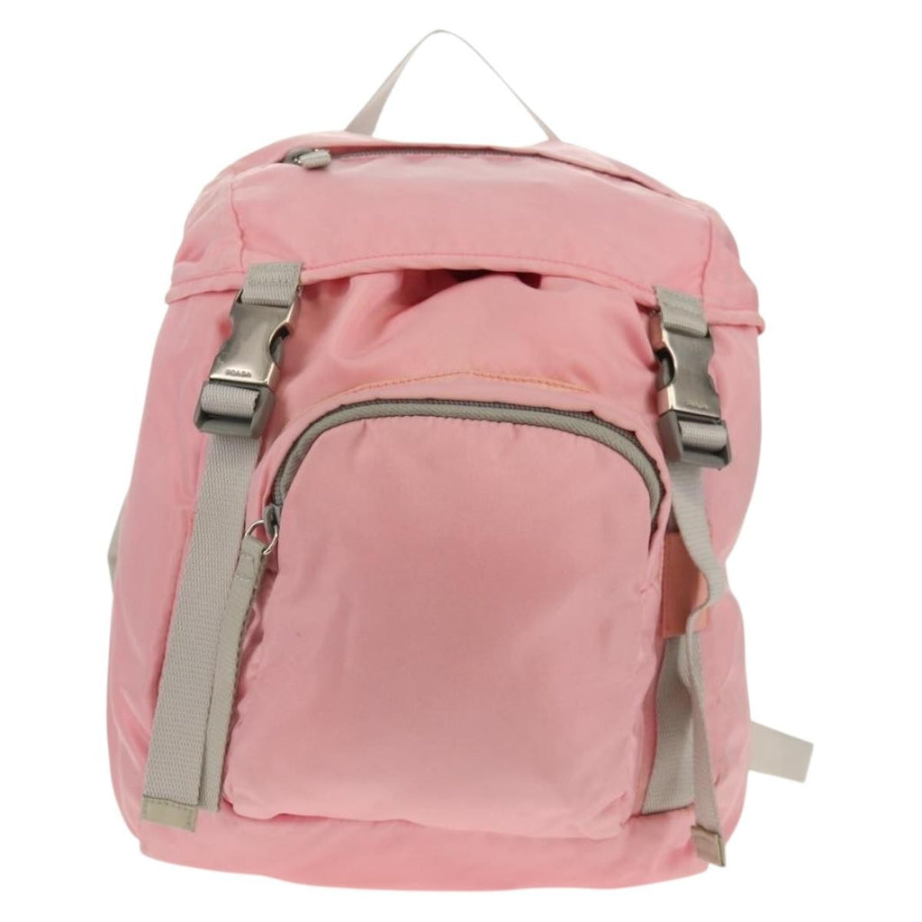 Prada Double Buckle Backpack Tessuto Pink Nylon Backpack Bag