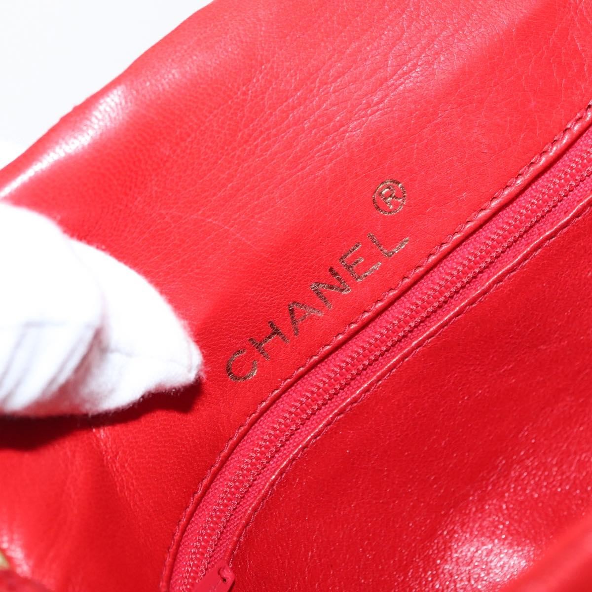 Chanel Camellia Rounded Clutch Satin And Leather Red Leather Shoulder Bag Bag